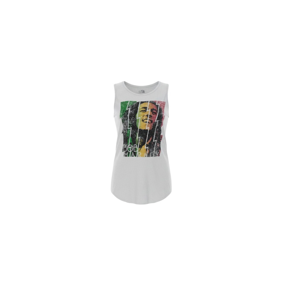 Zion Rootswear Bob Marley Tank Top Women XS White Graphic Reggae Sleeveless